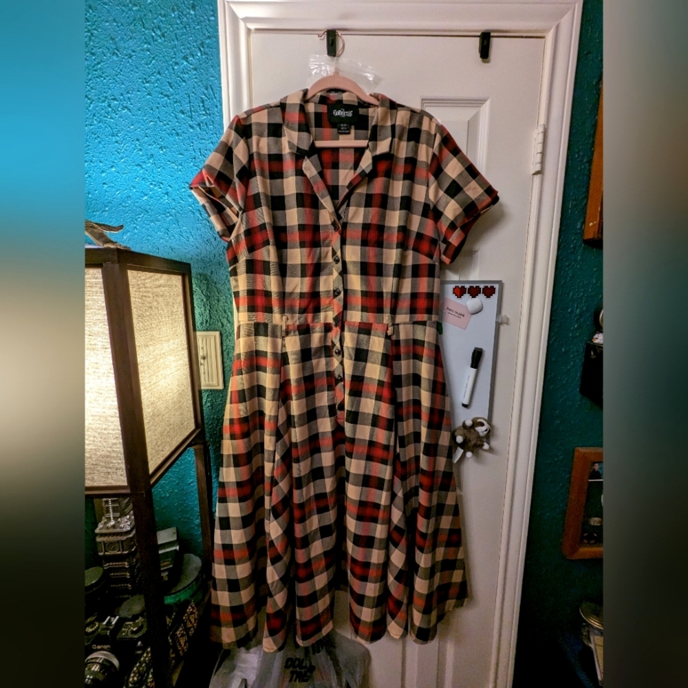 NWOT Collectif Plaid Swing Dress